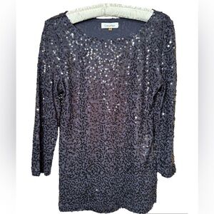 Calvin Klein navy blue sequin three-quarter sleeve size small top